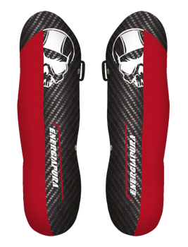 Shin Guards ENERGIAPURA Parastinchi Carbon Racing Senior Black/White Skull/Red - 2022/23