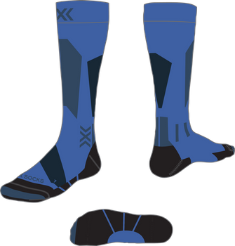 Ski socks X-socks Ski Discover OTC JR Blue Blossom/Marine - 2024/25