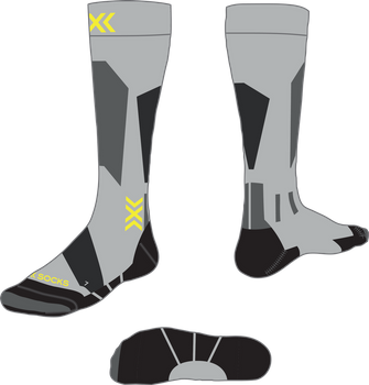 Ski socks X-socks Ski Discover OTC JR Rhino Grey/Canary - 2024/25