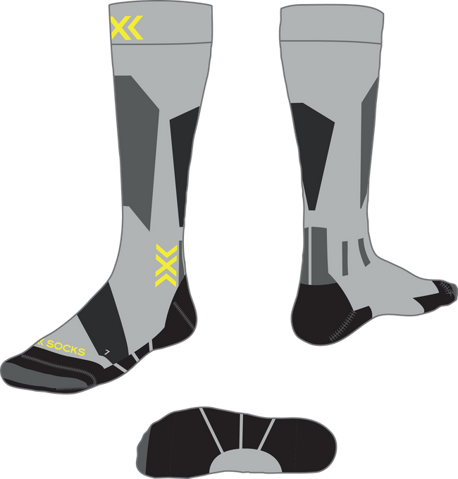 Ski socks X-socks Ski Discover OTC JR Rhino Grey/Canary - 2024/25