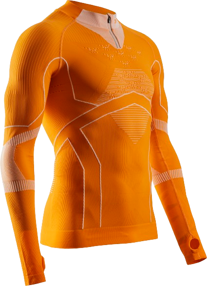 Thermal underwear X-bionic Energy Accumulator Light Shirt LS 1/2 Zip Men Blazing Orange/Arctic White - 2024/25