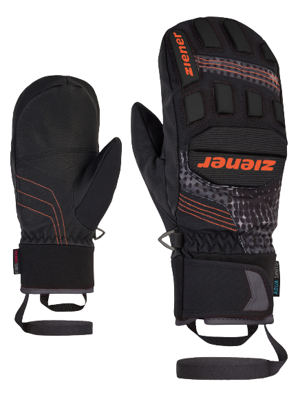 Handschuhe Ziener Lauron AS PR Mitten Junior Glove Black Orange Pop Print - 2023/24