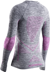 Thermounterwäsche X-bionic Energy Accumulator 4.0 Shirt Round Neck LG SL Women Grey Melange/pink - 2023/24