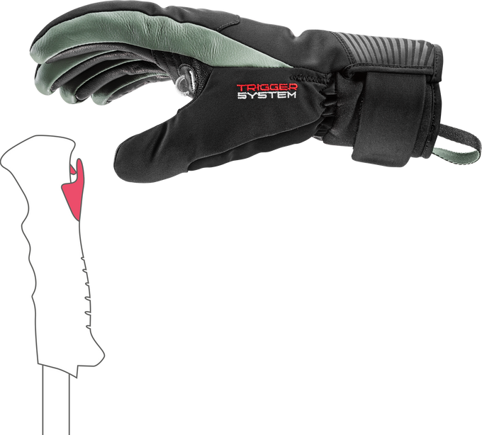 Gloves LEKI Sparrow 3D Women Black/Dust/Green - 2025/26