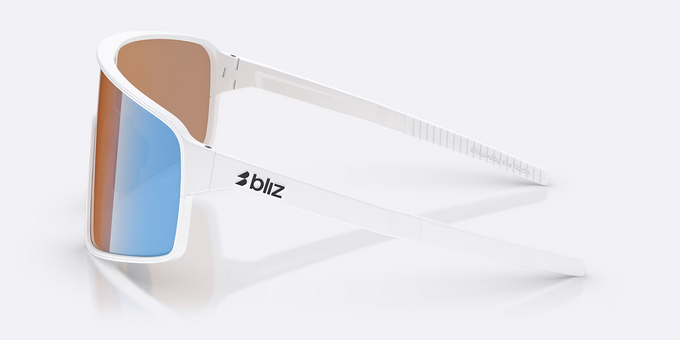 Sunglasses BLIZ P001 Frame Matte White with N_O_N Coral/Orange Mirror Blue Lenses