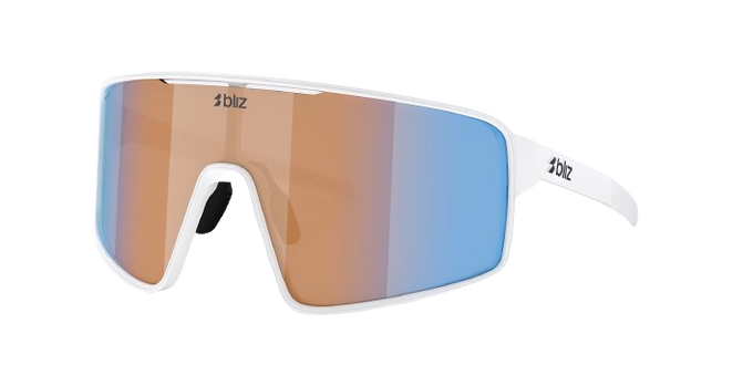 Sunglasses BLIZ P001 Frame Matte White with N_O_N Coral/Orange Mirror Blue Lenses