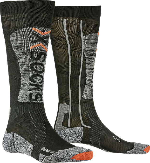 Ski socks X-Socks Ski Energizer LT 4.0 Black/Stone Grey Melange - 2023/24