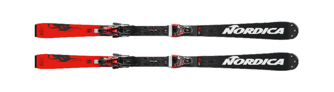 Skis Nordica Dobermann SL WC Dept Plate Black Red + Marker X-Comp 18 Black Flo Red - 2023/24